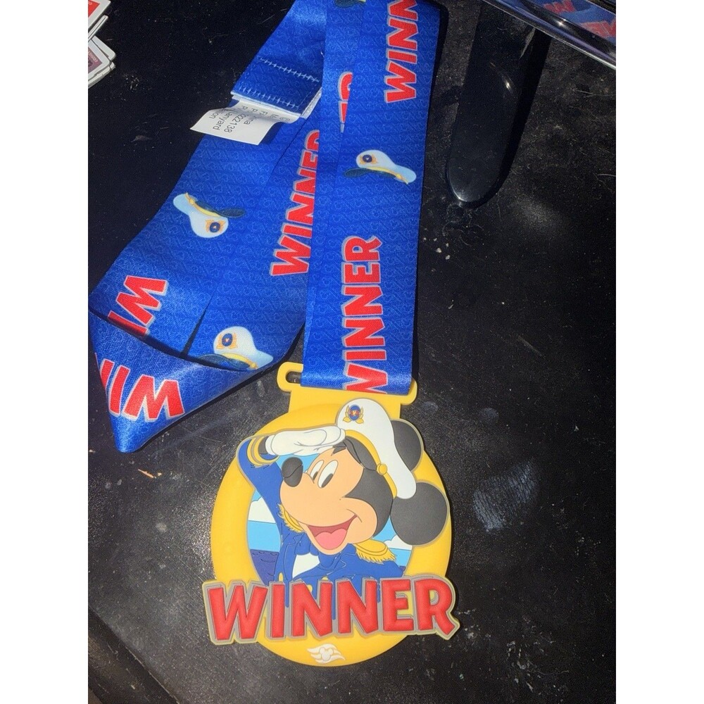 Disney Cruise Line WINNER Medal Lanyard Mickey Mouse Rubber PVC Medallion Ribbon